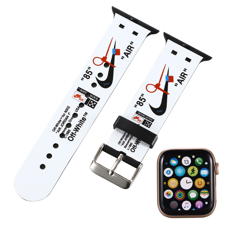 OFF WHITE Dây Đeo Tay Bằng Silicone Mềm Cho Đồng Hồ Apple Watch Series 6 Se 5 4 3 2 1 44mm 40mm 38mm 42mm