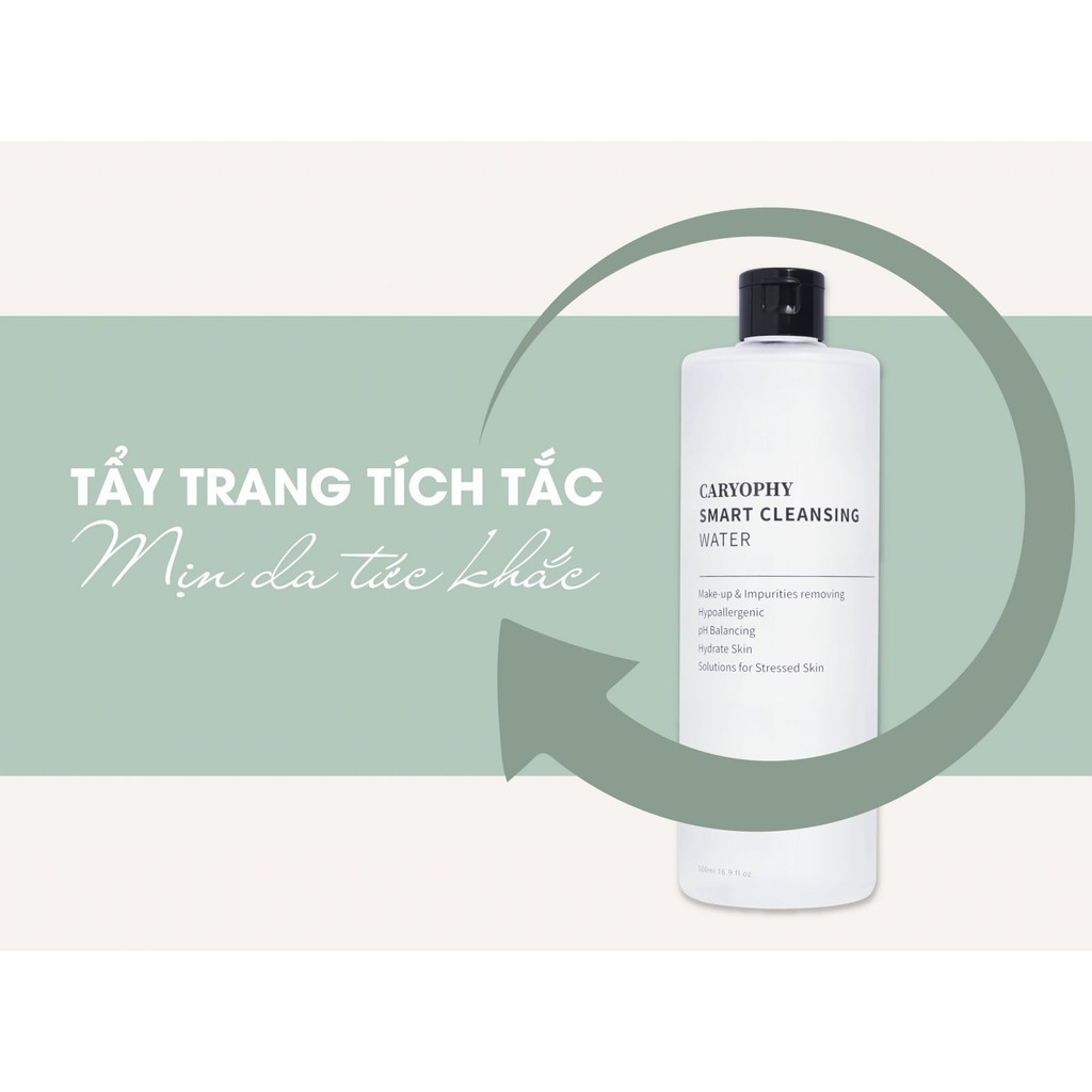 Nước tẩy trang 5in1 ngăn ngừa mụn & tẩy da chết dịu nhẹ Caryophy Smart Cleansing Water 300ml/500ml