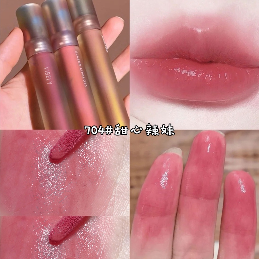 [Hàng mới về] Son Bóng Vibely Dưỡng Ẩm Lâu Trôi Thiết Kế Vỏ Son Độc Đáo