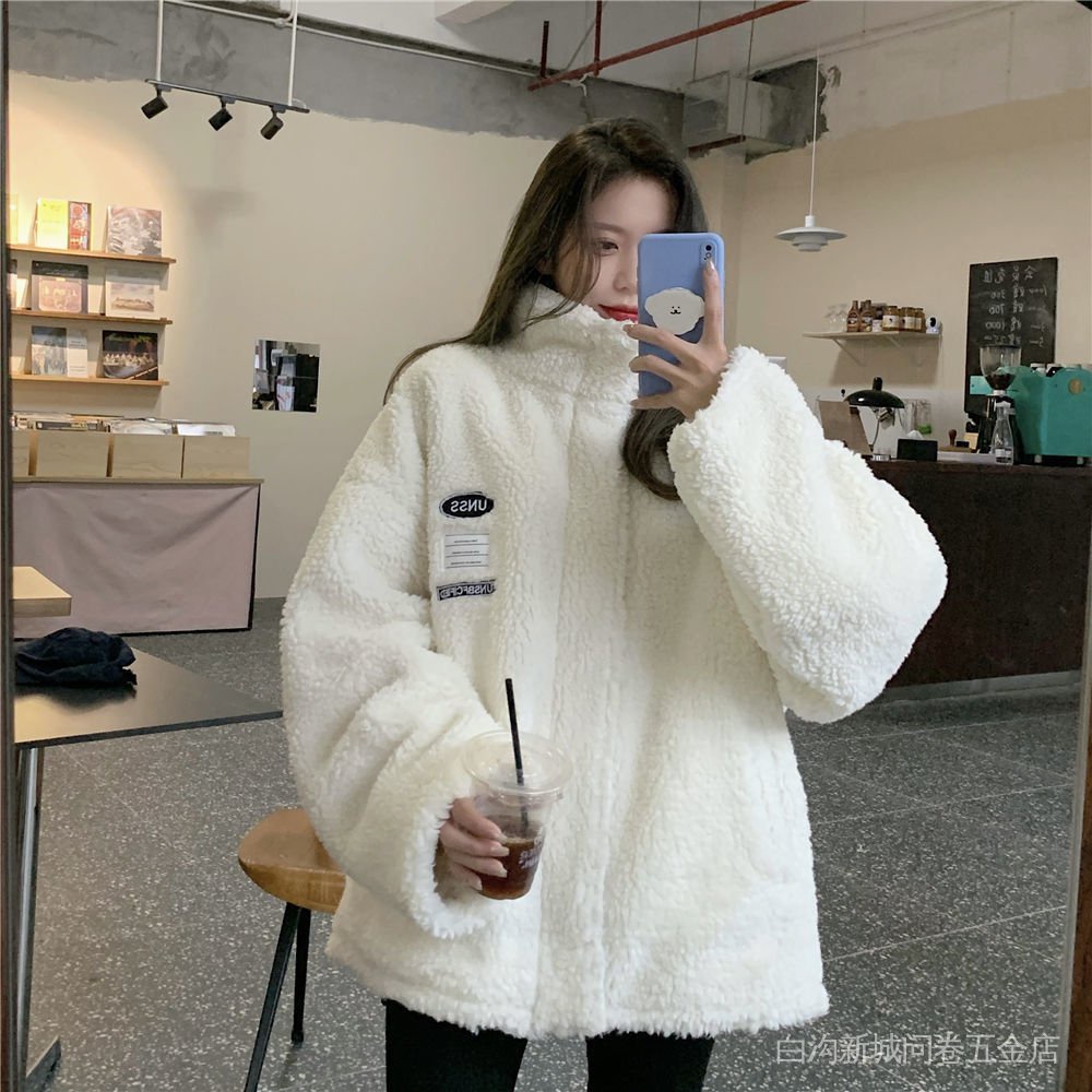 Áo Khoác Len Lông Cừu Hai Mặt Dày Dặn Mặc Được Hai Mặt Dễ Phối Đồ Thời Trang Mùa Đông