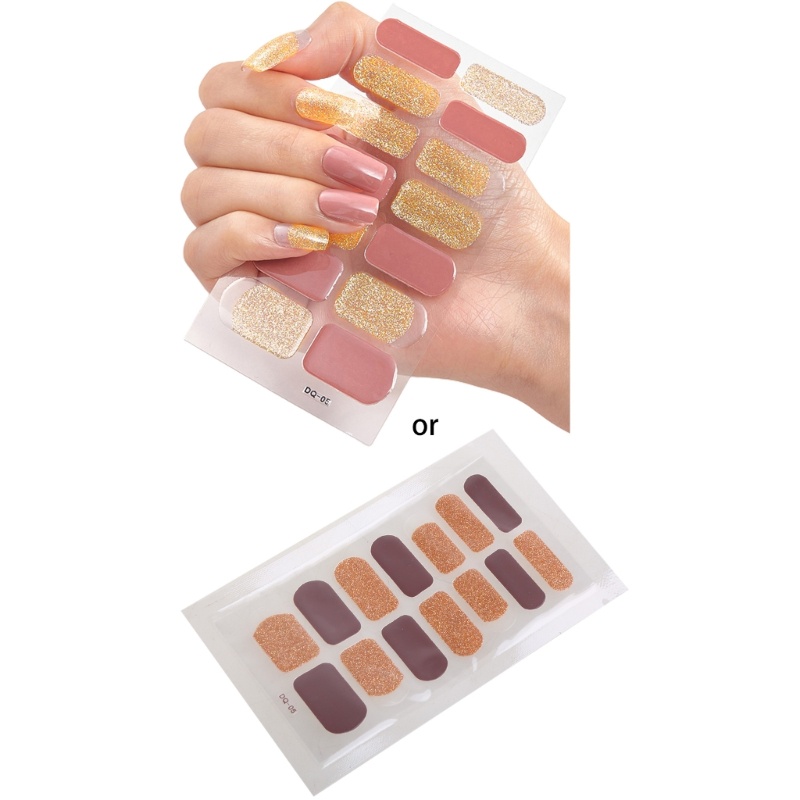 Miếng Dán Trang Trí Móng Tay Toàn Diện Họa Tiết Kẻ Sọc Lấp Lánh YOUYO