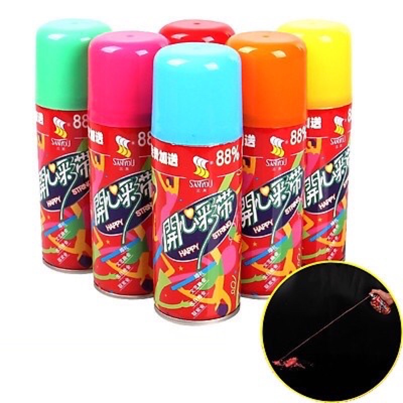 Bình xịt dây sợi nhiều màu, bình xịt tuyết tan party