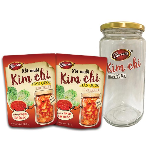 Xốt Muối Kim Chi Hàn Quốc Barona 2 gói x 180g (tặng hũ thủy tinh cao cấp)