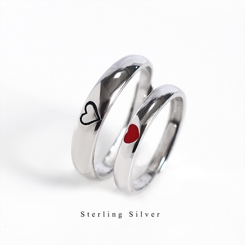 Set 2 Nhẫn Cặp Đôi Hình Mặt Trăng / Mặt Trời / Trái Tim Bằng Hợp Kim Mỏng Có Thể Điều Chỉnh Kích Thước