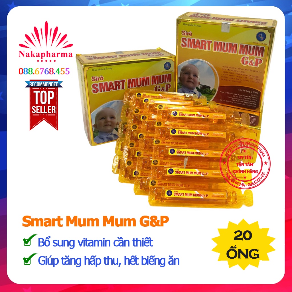 Siro ăn ngon Smart Mum Mum G&amp;P – Giúp tăng cường tiêu hóa, khắc phục biếng ăn, phát triển trí não, sức đề kháng