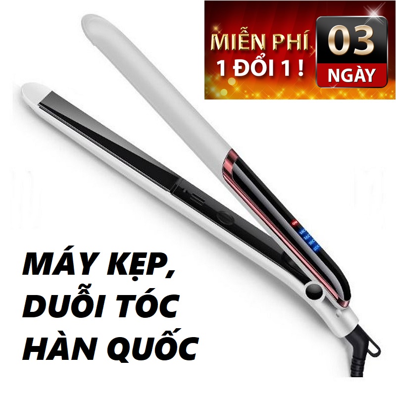 Máy ép duỗi tóc, uốn tóc xoăn Hàn Quốc 3in1, thanh gốm là tóc nhanh, giúp kẹp thẳng tóc tránh hư tổn