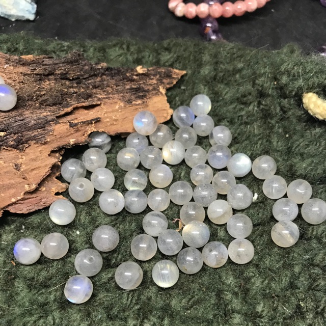 Hạt lẻ hắc nguyệt quang la.bradorite 7-8mm