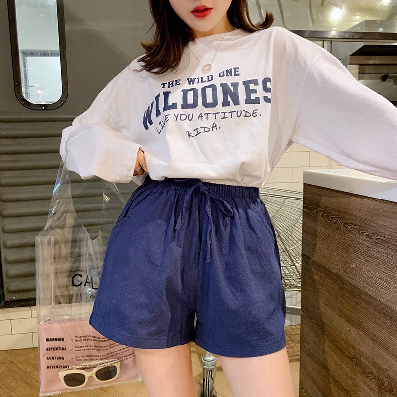 Quần short đũi nữ thể thao ống rộng mặc nhà cạp cao bigsize GUPO STORE WS33