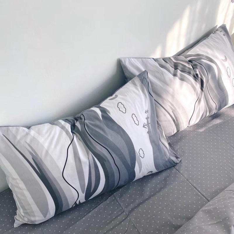 Set Bộ Vỏ Chăn Ga Gối Sóng Ghi