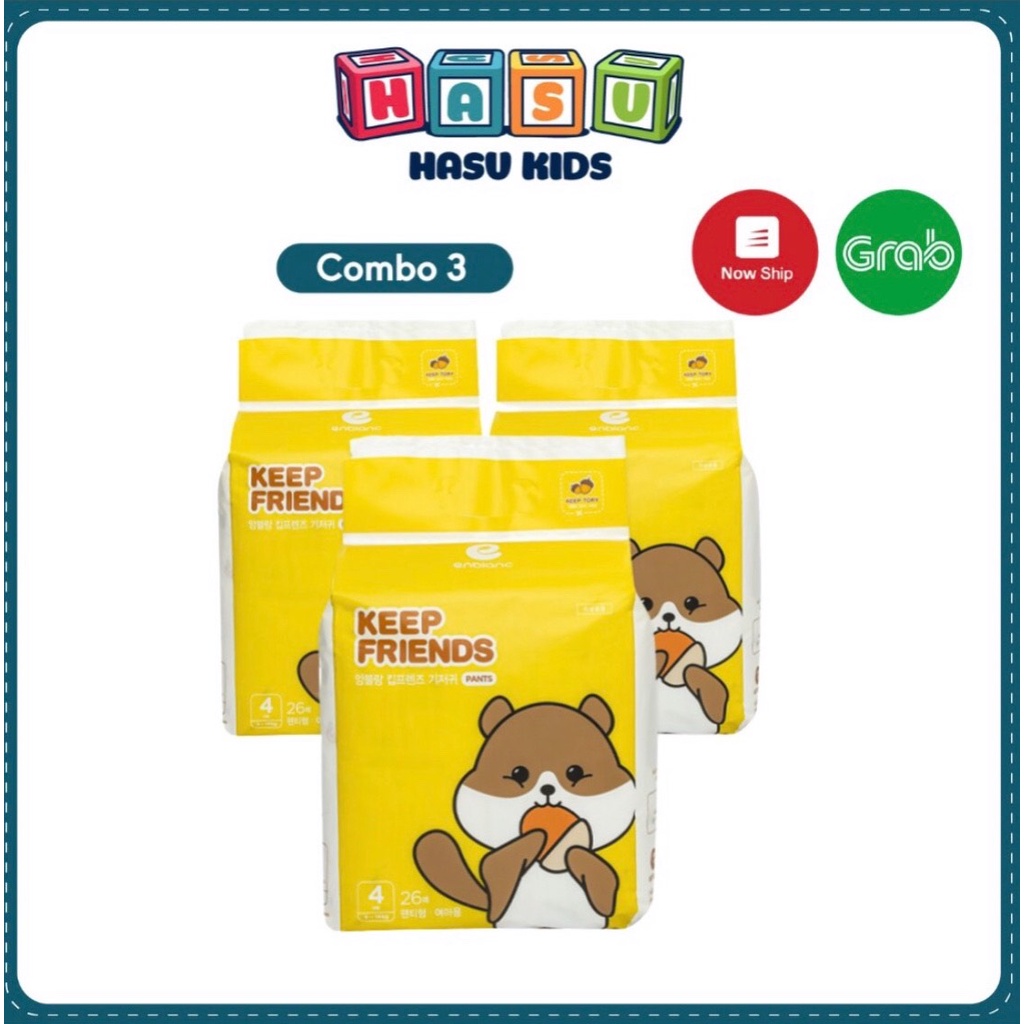 COMBO 3 Bịch Tã Bỉm Quần Enblanc KEEP FRIENDS Nội Địa Hàn Quốc 2021 Siêu Thấm Hút L26 Bé Gái