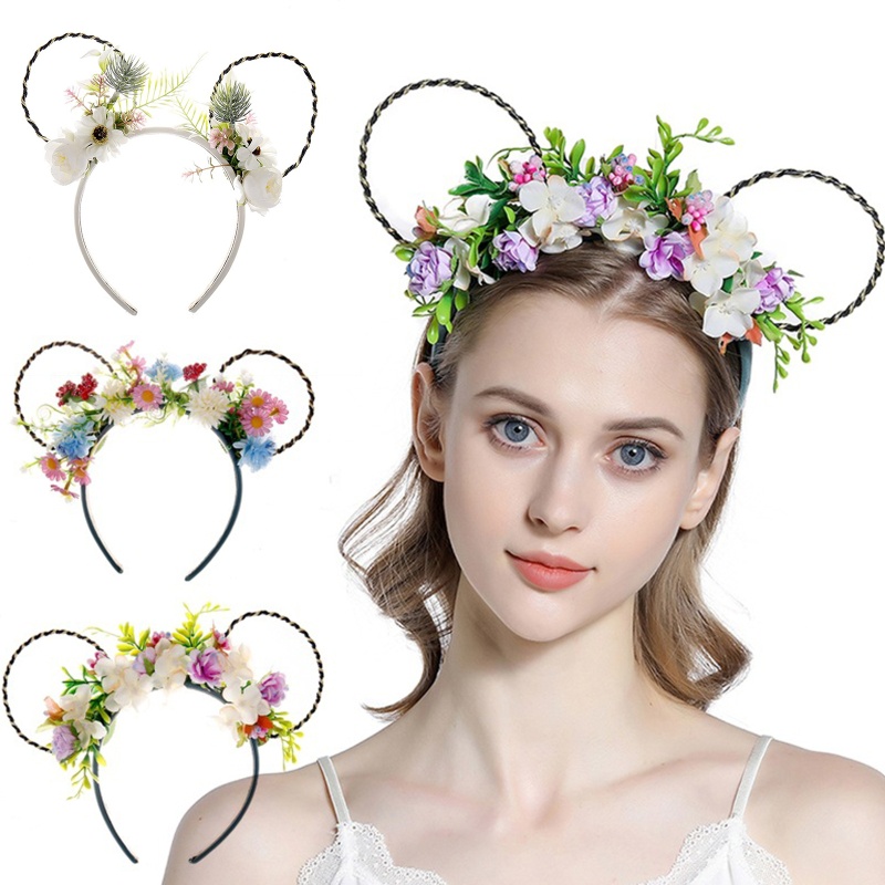 Băng Đô Tai Mèo Đính Hoa Hoạt Hình Dùng Hóa Trang Tiệc Tùng