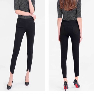 Quần kaki thun skinny xẻ V co giãn size cho người béo 62-85kg
