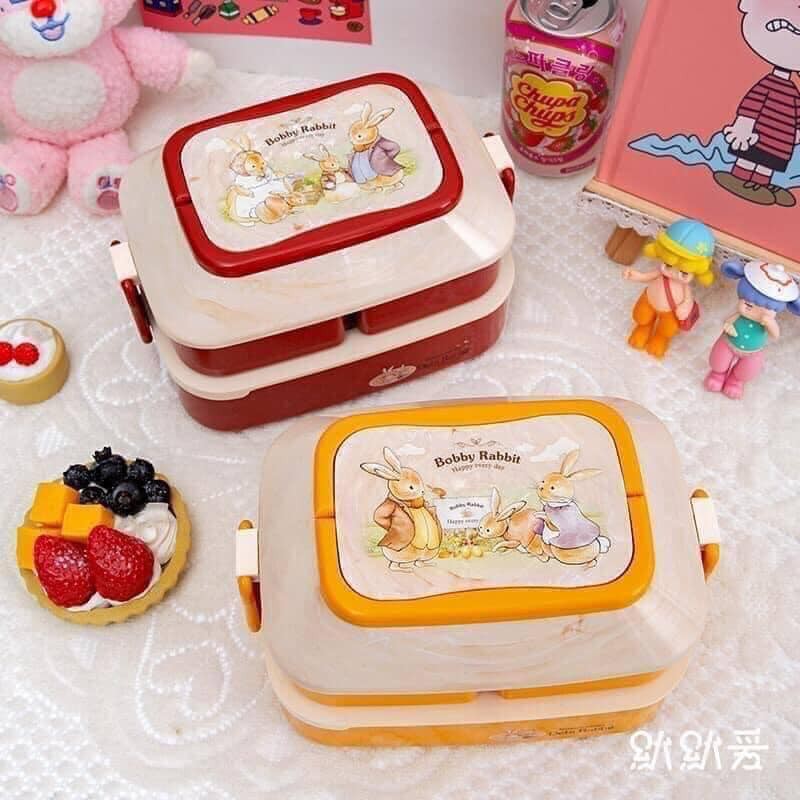 Hộp đựng cơm văn phòng, sinh viên bằng nhựa cao cấp có quai xách tiện lợi