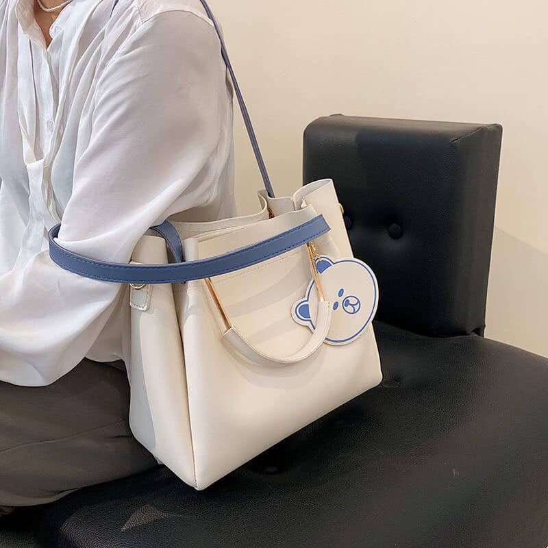 Túi xách nữ công sở cao cấp đẹp đeo chéo kẹp nách, túi da nữ móc treo gấu sang chảnh Xiestore