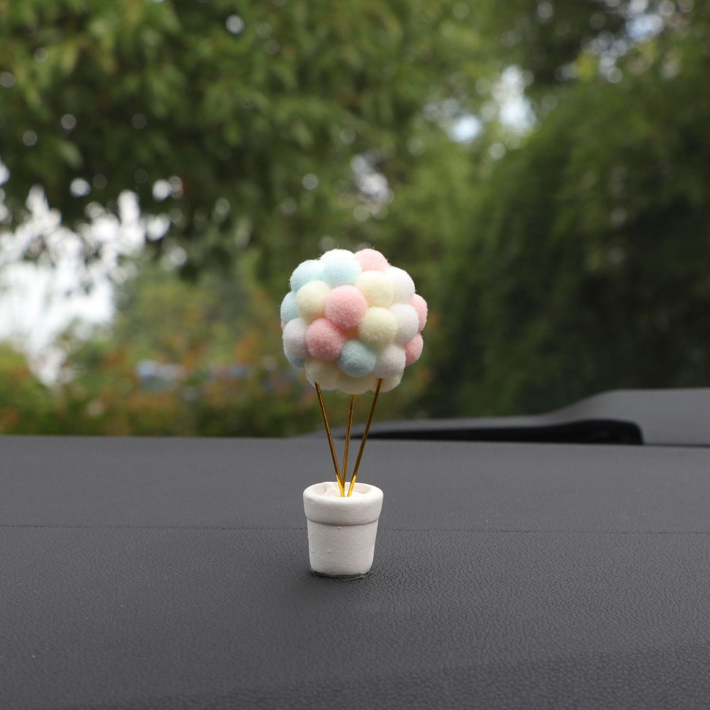 Bong Bóng Lông Xù Nhiều Màu Mini Trang Trí Xe Hơi