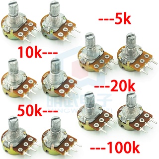 Wh148 Điện áp đơn B10K Tay cầm ngắn 5K 10K 50K 100K Điện trở có thể điều chỉnh 10 chiếc
