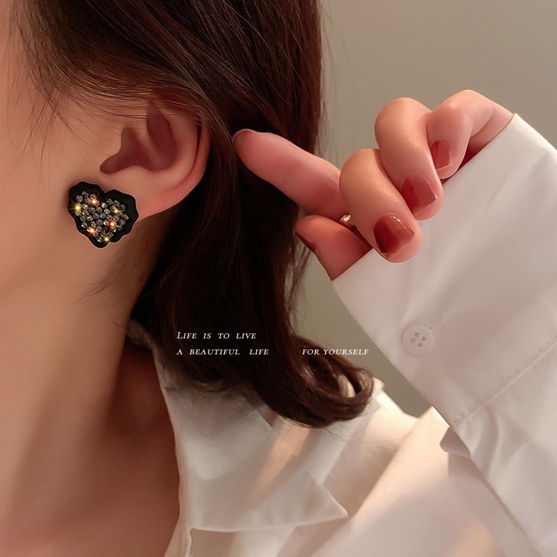 Bông Tai Bạc 925 Đính Đá Phối Tua Rua Xinh Xắn Phong Cách Retro Hàn Quốc