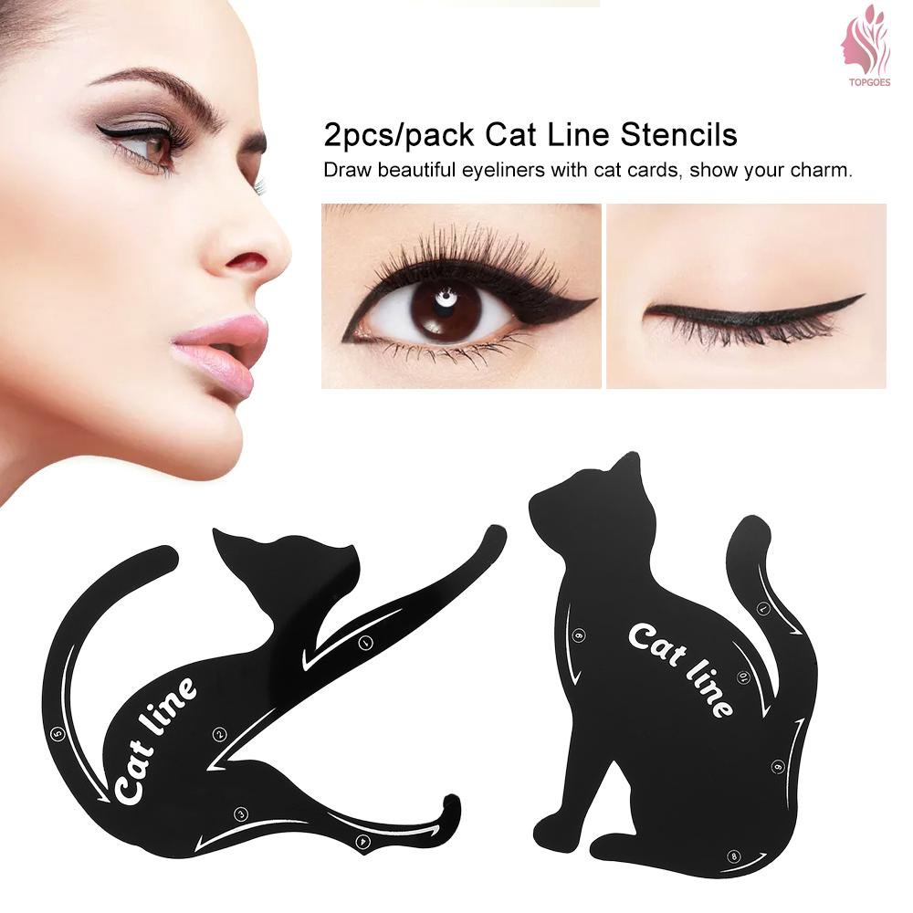 Set 2 Tấm Khuôn Kẻ Mắt Hình Mèo Độc Đáo Tiện Dụng | BigBuy360 - bigbuy360.vn