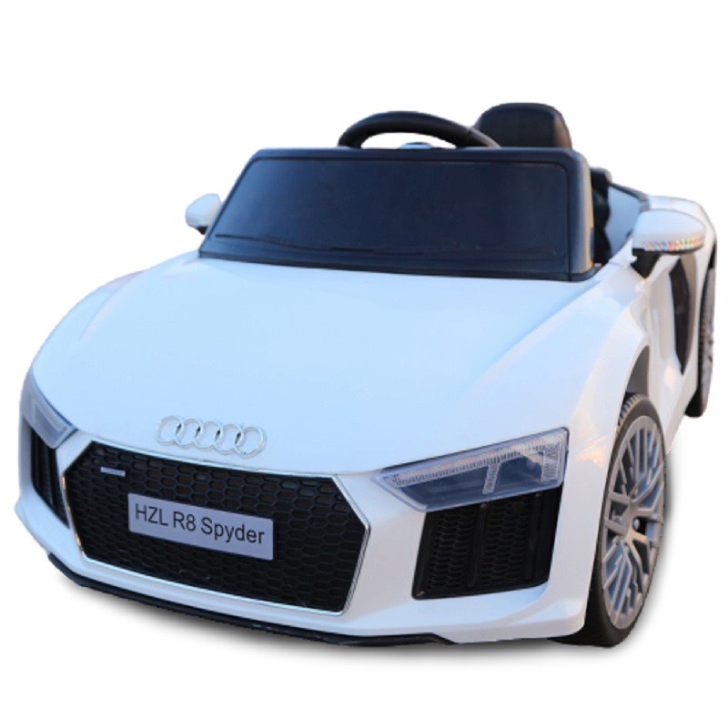 Ô tô xe điện đồ chơi cho bé AUDI R8 Spyder tự lái và điều khiển 2 động cơ (Đỏ-Trắng-Xanh-Vàng)