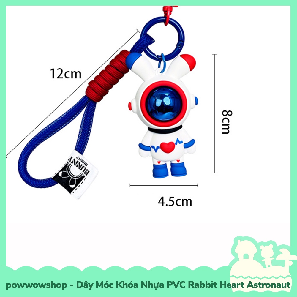 [Sẵn VN - Hỏa Tốc] Dây Móc Khóa Nhựa PVC + Kim Loại Mẫu Rabbit Heart Astronaut Thỏ Phi Hành Gia