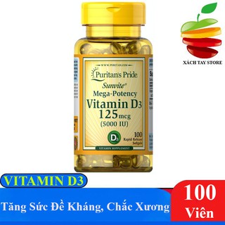 Viên Bổ Sung Vitamin D3 1000iu, 2000iu, 5000iu Puritan’s Pride – 100 viên