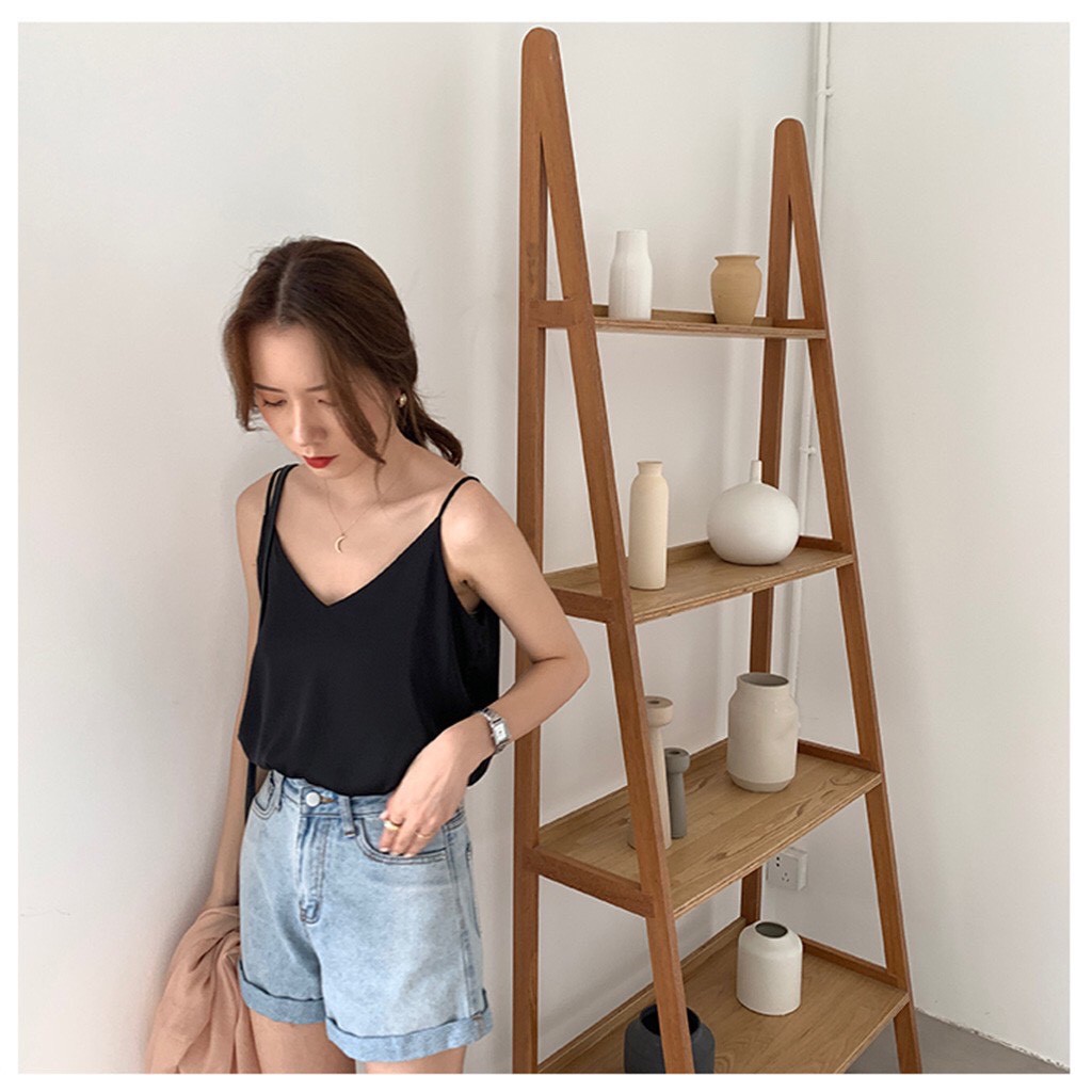 Áo hai dây nữ, áo ba lỗ vải tây form hàn quốc thoáng mát | BigBuy360 - bigbuy360.vn