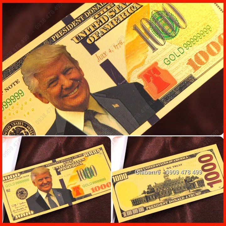 Tờ 1000USD Trump mạ vàng 24K cao cấp