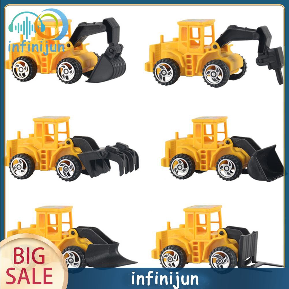 Set 6 Mô Hình Xe Công Trường Mini Bằng Hợp Kim Dành Cho Bé