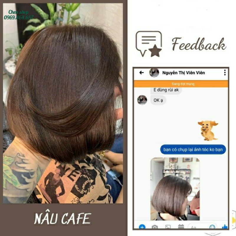 Thuốc nhuộm tóc Cafe trầm siêu tôn da, tặng kèm trợ nhuộm và phục hồi