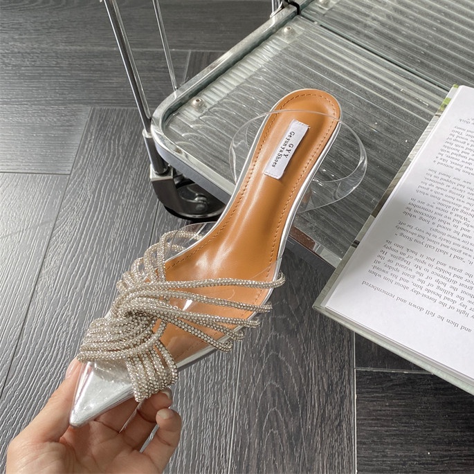 Giày Cao Gót Mũi Nhọn 3.15 Inches Đính Đá Thời Trang Cho Nữ