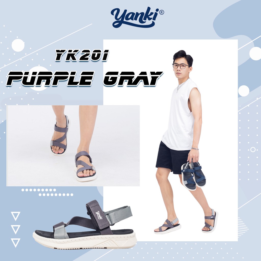 Giày Sandal Nam Thể Thao YANKI Quai Chéo Streetstyle YK201 - Xanh Xám