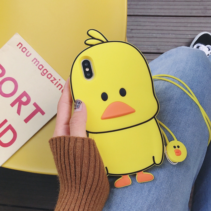 Ốp điện thoại bằng silicon mềm hình vịt kèm dây đeo cho Xiaomi Mi 8.8 SE 8 Lite A2.6X Redmi Note 5.5 Pro