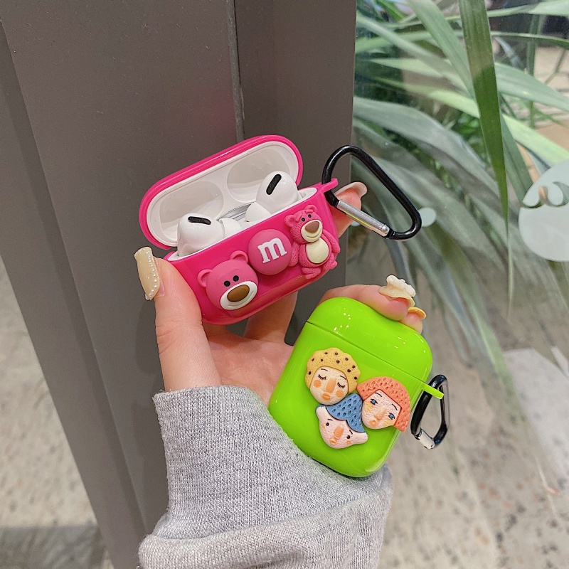 Vỏ Bảo Vệ Hộp Sạc Tai Nghe Airpods 1 2 3 Pro Inpods I12 I7 I12 Pro Hình Gấu Dễ Thương