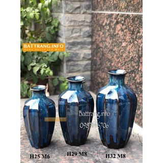 Lọ hoa men hoả biến dáng khế dài - lọ hoa trang trí, lọ hoa gốm Bát Tràng