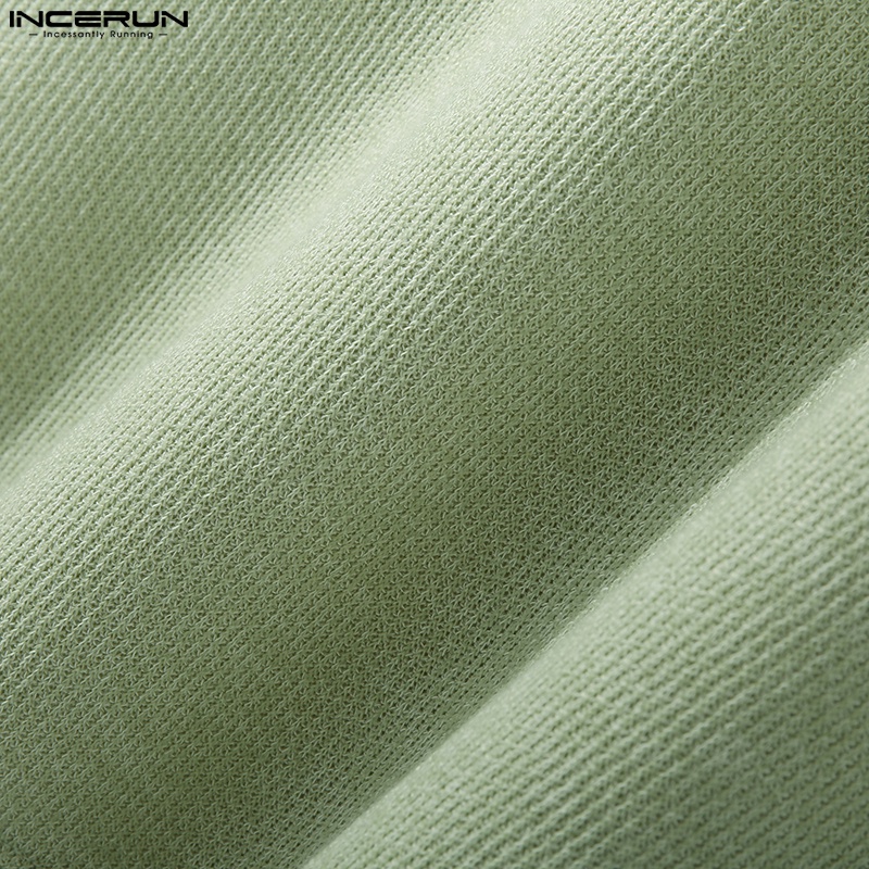 Áo thun INCERUN tay ngắn dáng rộng màu trơn 3 màu sắc lựa chọn thời trang mùa hè cho nam giớ