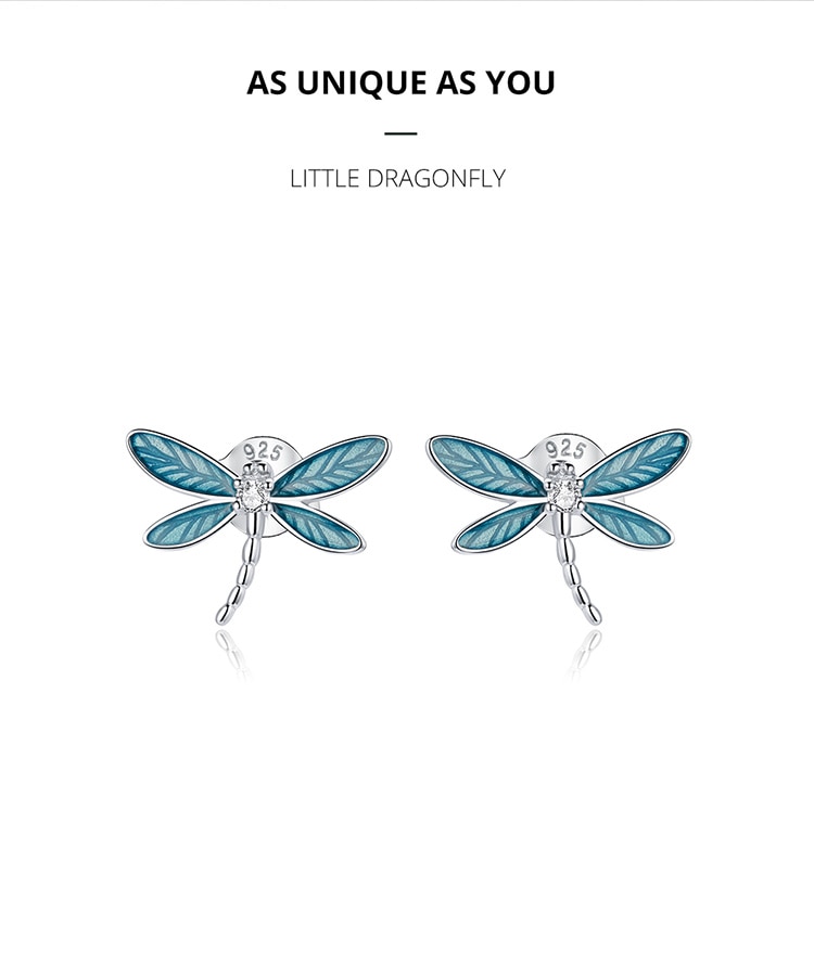 Bông Tai Bamoer BSE455 Làm Bằng Bạc Hình Chuồn Chuồn Thời Trang Cho Nữ