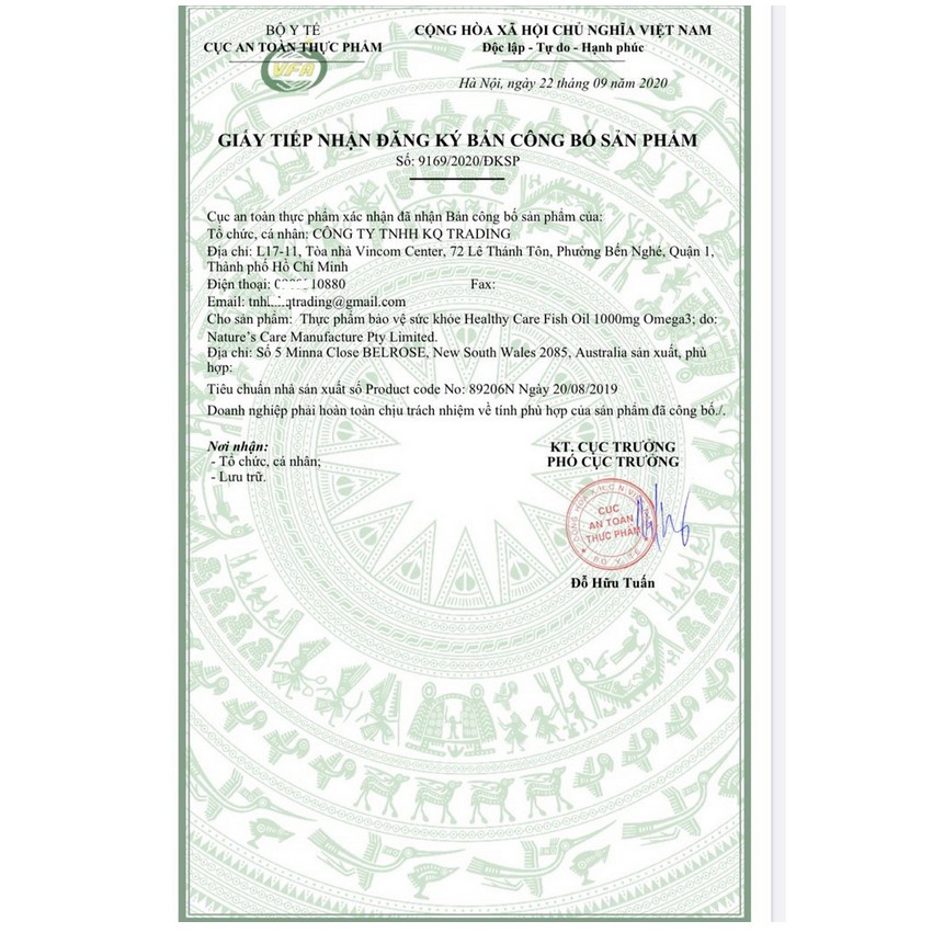 Dầu cá tự nhiên Fish Oil 1000mg Omega 3 Healthy Care, 400 viên - Mẫu mới