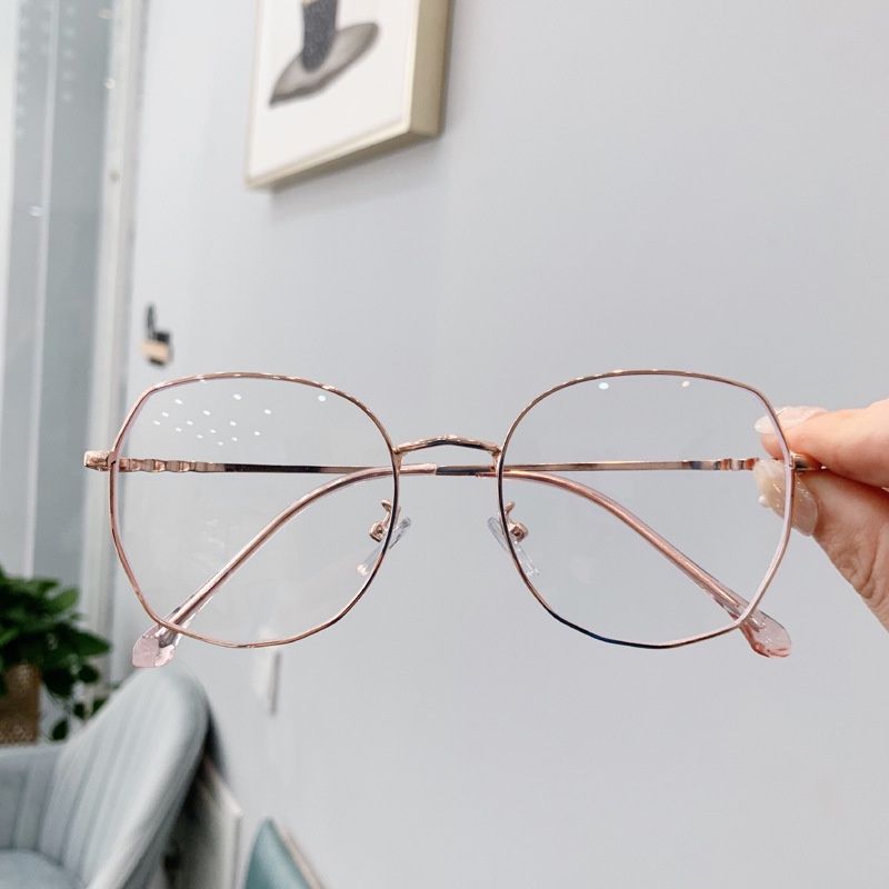Kính giả cận gọng đa giác chất liệu thép không gỉ thời trang Unisex phong cách Hàn Quốc mắt kính không độ EMOJI 045