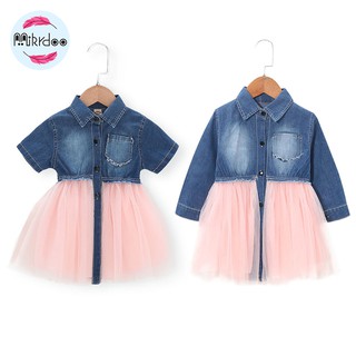 Đầm xòe denim Mikrdoo bé gái phong cách thời trang