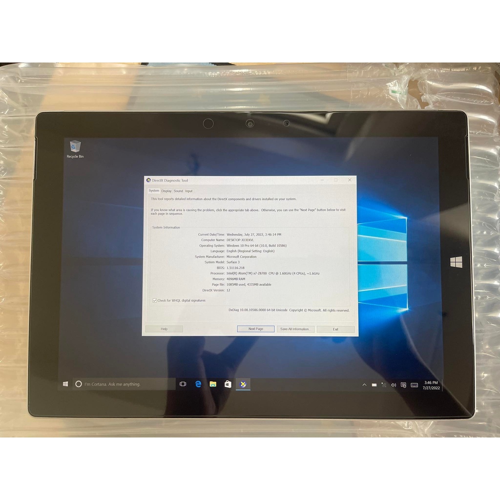 Máy tính bảng laptop Surface 3 128gb wifi 4G