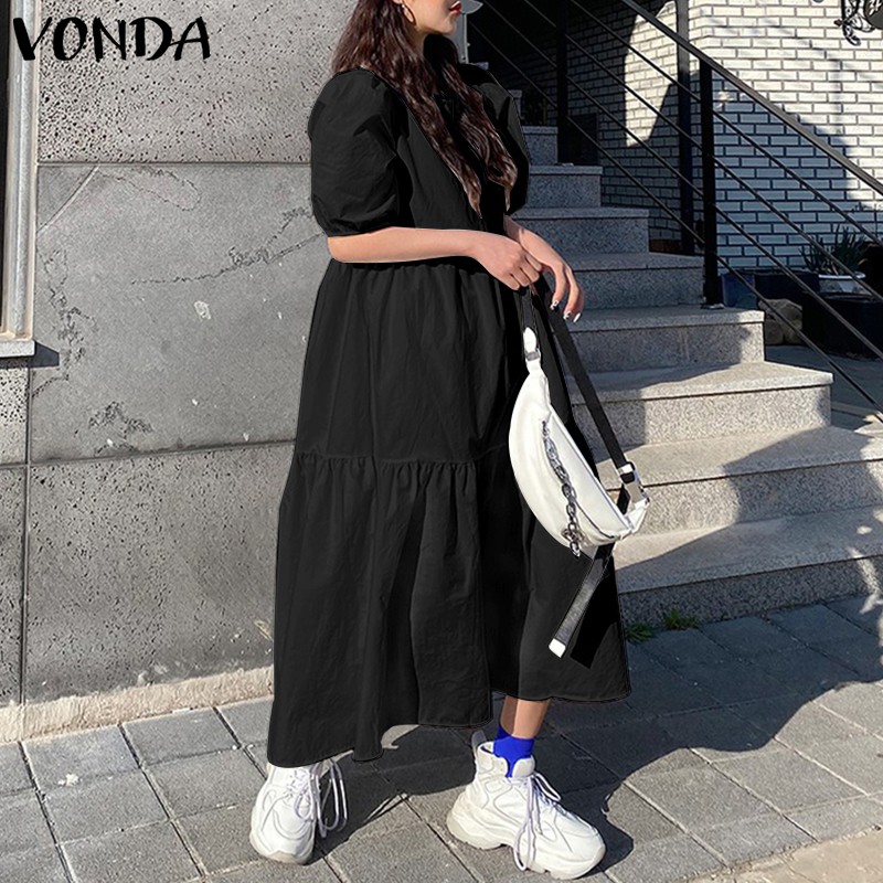 VONDA Đầm suông ngắn tay phong cách retro | BigBuy360 - bigbuy360.vn