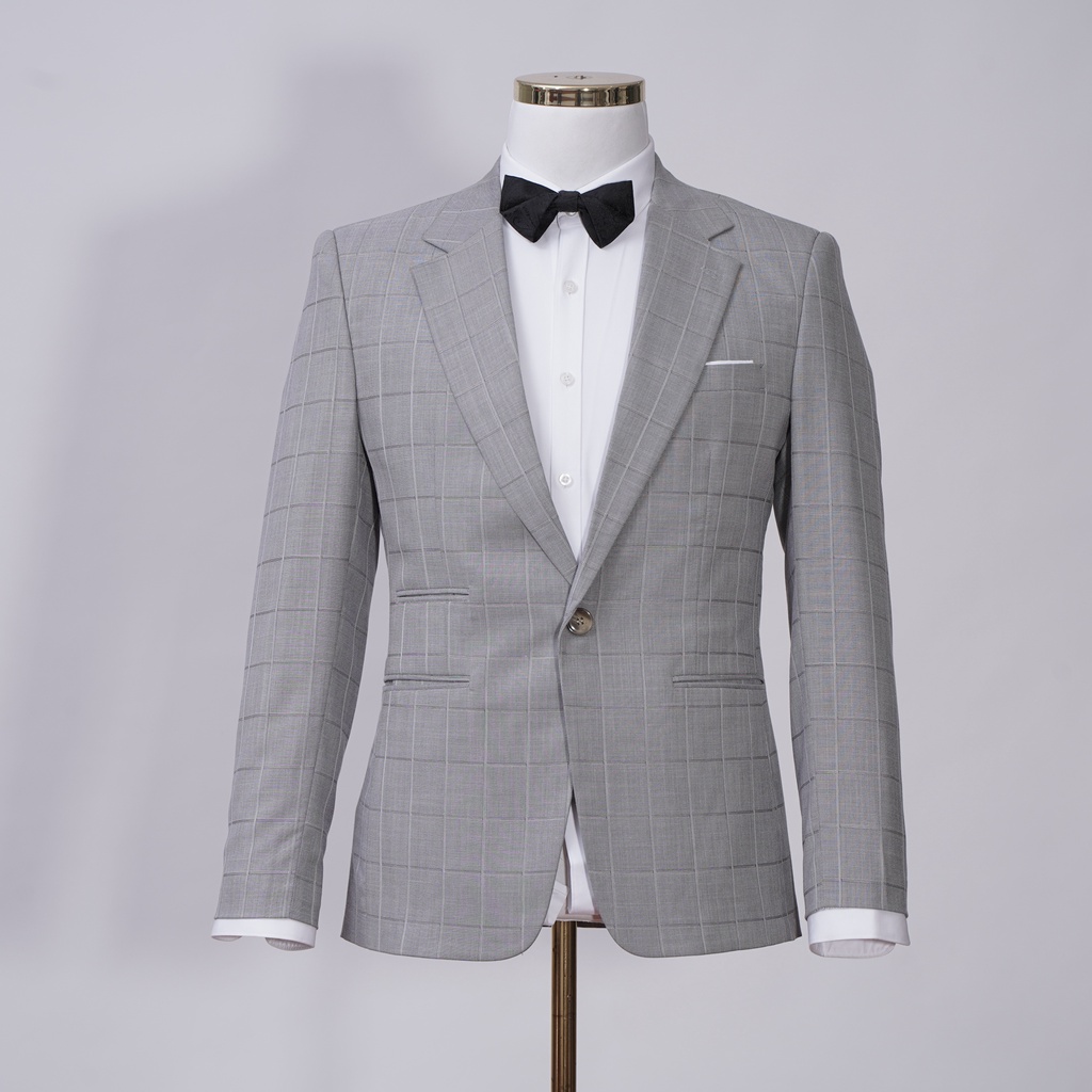 Áo vest Nam The Suits House Kẻ Ô Xám Nhạt 1 Khuy 3 Túi