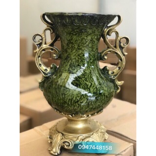 Bình hoa composite dáng cúp số 21 (xanh rêu) cao 34cm