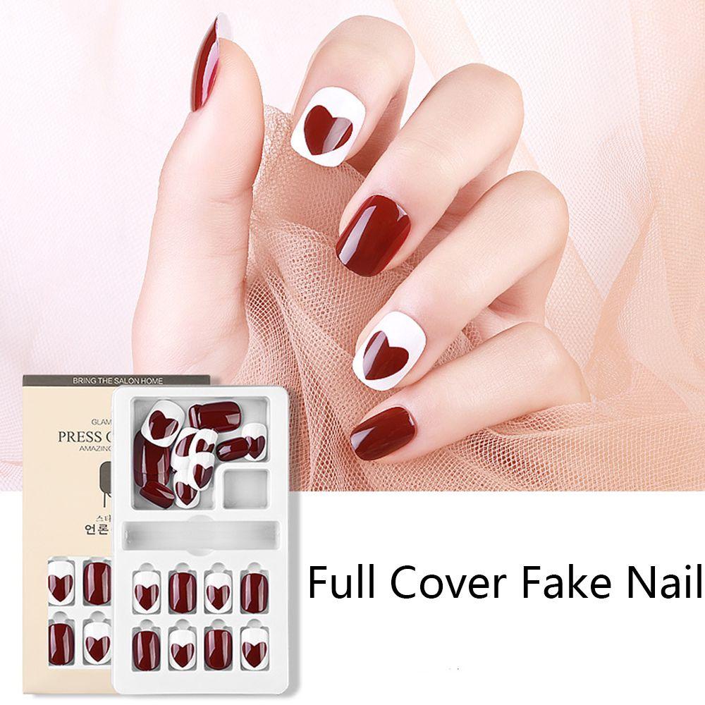 EUCA Bộ 24 Móng Tay Giả Ngắn Đính Kim Tuyến Lấp Lánh