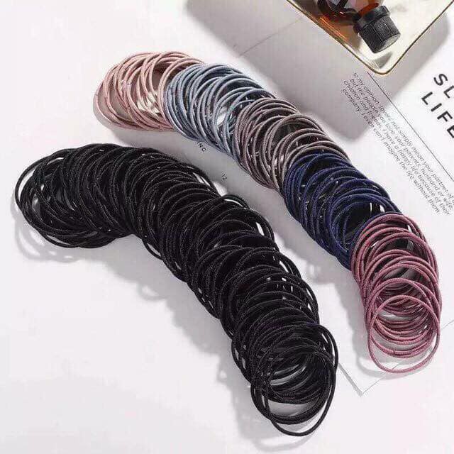 Combo 100 dây chun cột tóc trơn nhiều màu (túi nilon) tốt nhất giá rẻ nhất