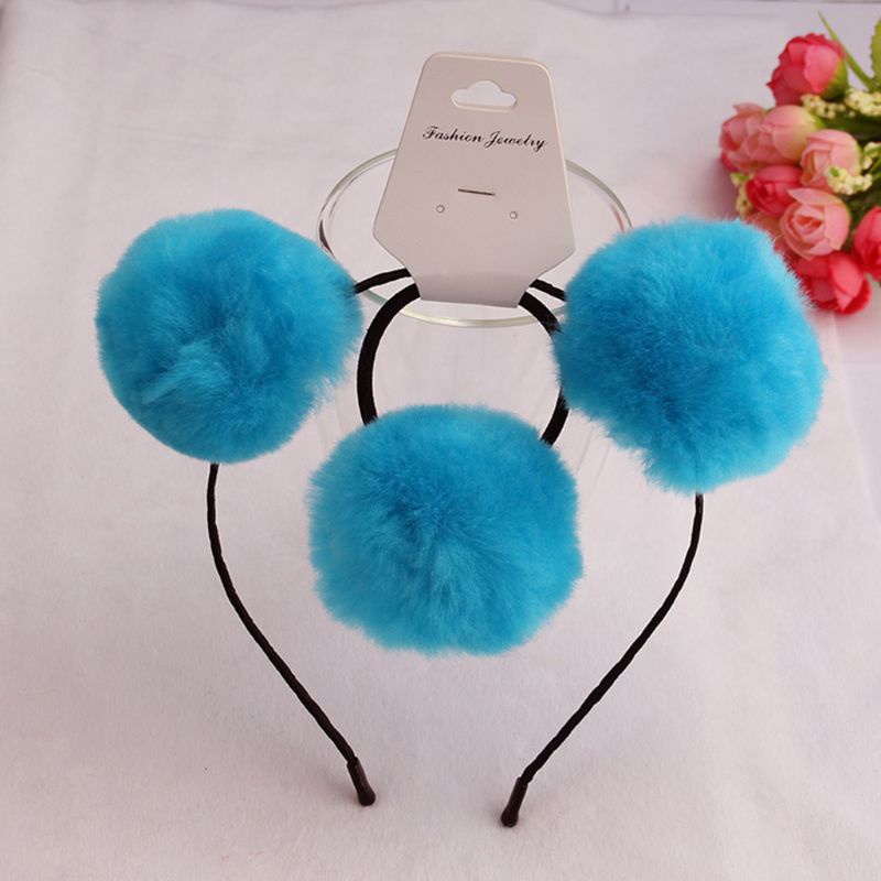 Băng Đô Cài Tóc Đính Bóng Lông Màu Kẹo Ngọt Dễ Thương Cho Bé Gái