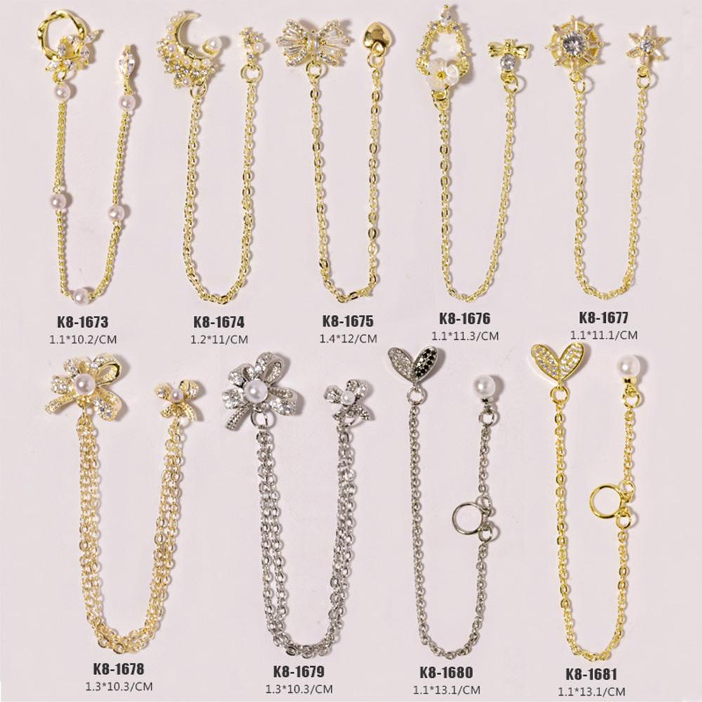 Phụ Kiện Trang Trí Móng Tay Xinh Xắn Chất Lượng|Hoa Charm Bướm 3D|Dây Chuyền Mặt Đá Kim Cương