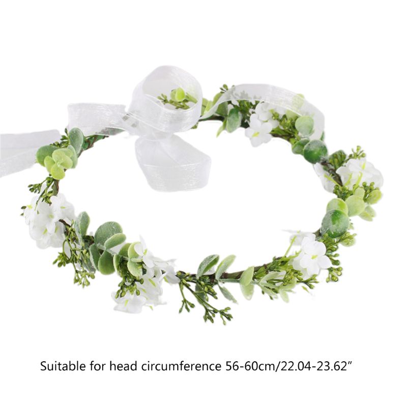 Vòng Hoa Đội Đầu Phong Cách Boho Kèm Dây Ruy Băng