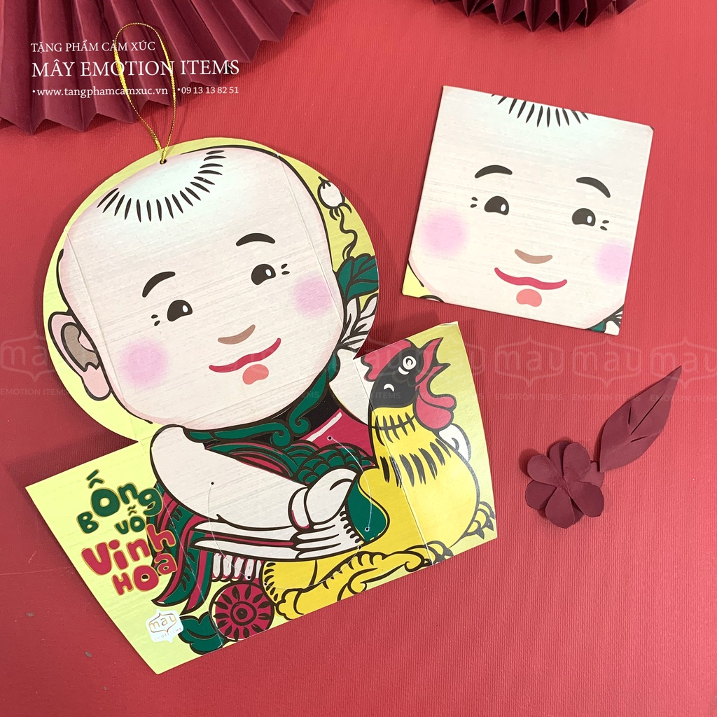 Bao lì xì theo tích tranh đông hồ kiêm tranh decor - tô màu - thiệp ghi lời chúc