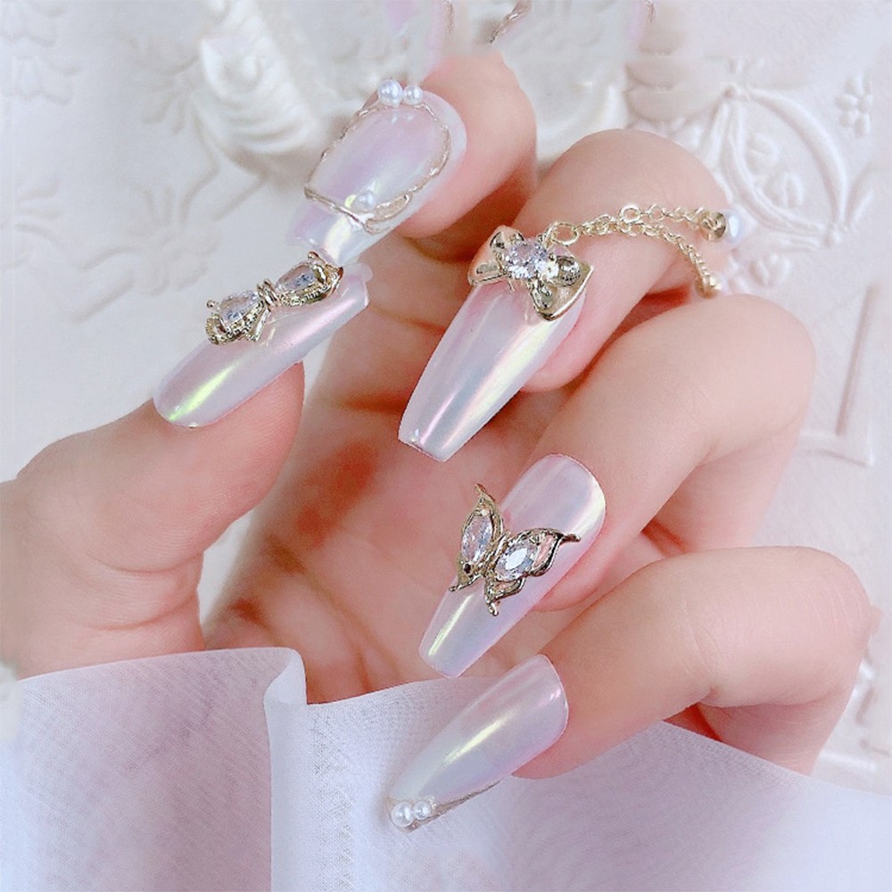Phụ Kiện Trang Trí Móng Hai Lớp Hình Nơ Tình Yêu 3D Bằng Hợp Kim